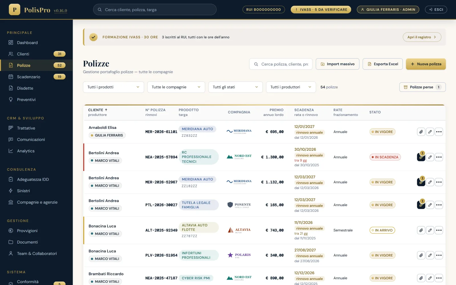 PolisPro: Portafoglio polizze