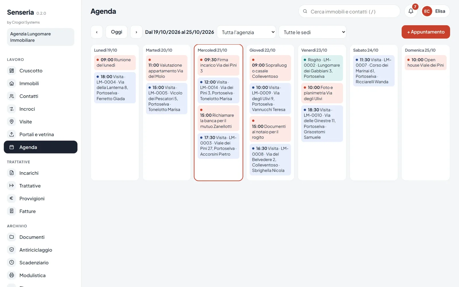 Senseria: L'agenda della settimana